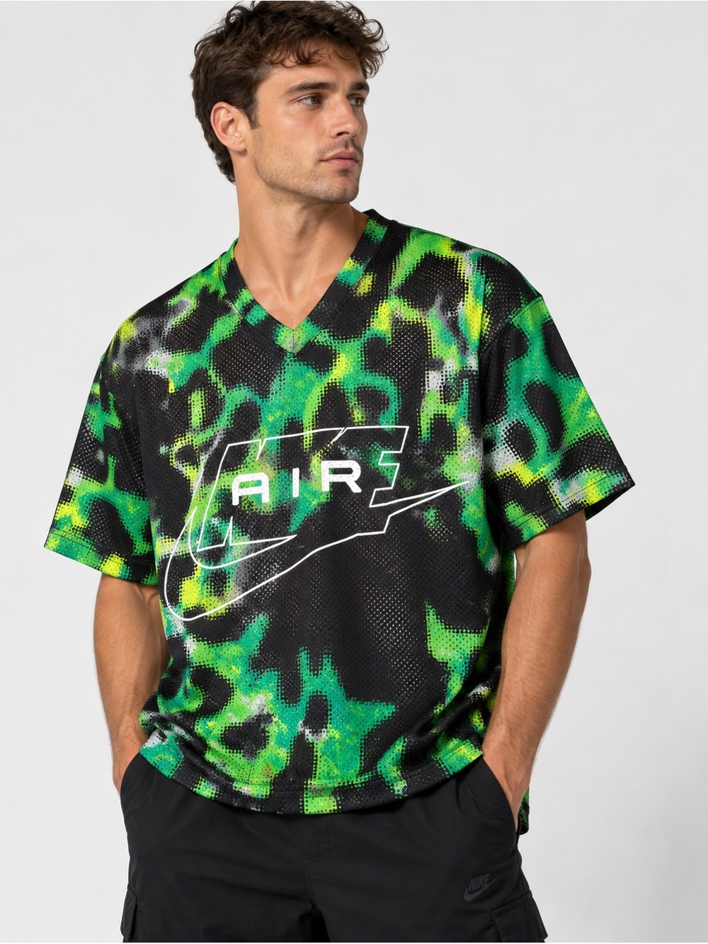 Nike Air Oversized Mesh Jersey Men M Green Black Camo NWT